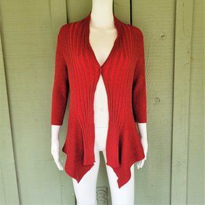 NWT INVESTMENTS Red Sparkly Open Front Cardigan Sweater PM Petite Medium